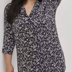 Torrid Sleepgown Black White Heart Graffiti- 0X